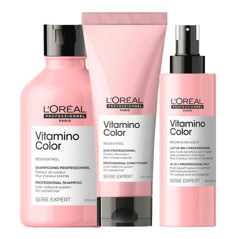 L'ORÉAL PROFESSIONNEL PARIS Haarpflege-Set L'Oréal Vitamino Color Shampoo Conditioner Spray 10-in-1 3er SET, 3-tlg. von L'ORÉAL PROFESSIONNEL PARIS