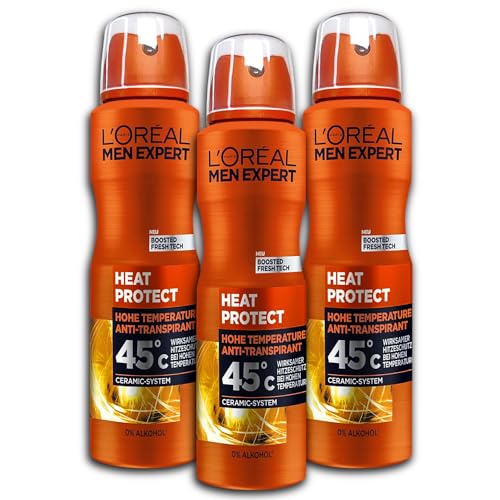 3 er Pack L'ORÉAL PARiS MEN EXPERT Antitranspirant Deospray Heat Protect 3 x 150 ml Deodorant von L'ORÉAL