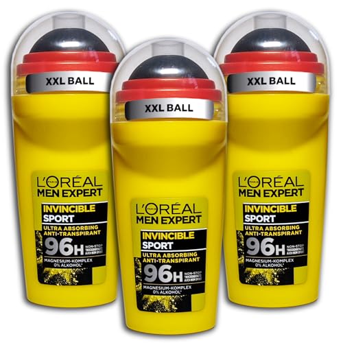 3 er Pack Loreal MEN EXPERT Anti-Transpirant Roll-On Invincible Sport 3 x 50 ml von L'ORÉAL