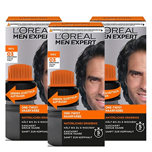 3 x L'Oreal Paris Men Expert One Twist Haarfarbe Nr. 03 Dunkelbraun je 50ml von L'ORÉAL