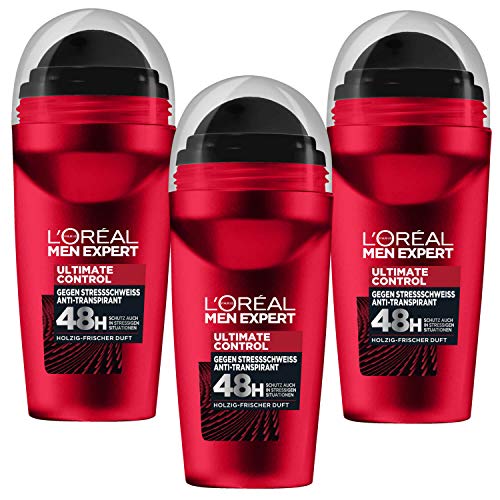 50ml Loreal Men Expert Ultimate control Anti Transpirant 48h XXL Roll On holzig frischer Duft 3er Pack (3x50ml) von L'ORÉAL
