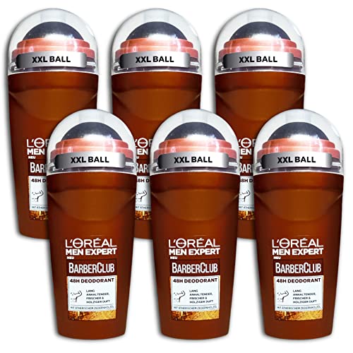 6 er Pack L’Oréal Paris men expert Deo Roll-on Barber Club Antitranspirant mit holzigem Duft 6 x 50 ml Deoroller (6) von L'ORÉAL