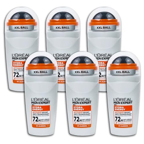 6 er Pack Loreal MEN EXPERT Hydra Energy Extreme Sport Anti-Transpirant Deo Roll On 6 x 50 ml von L'ORÉAL