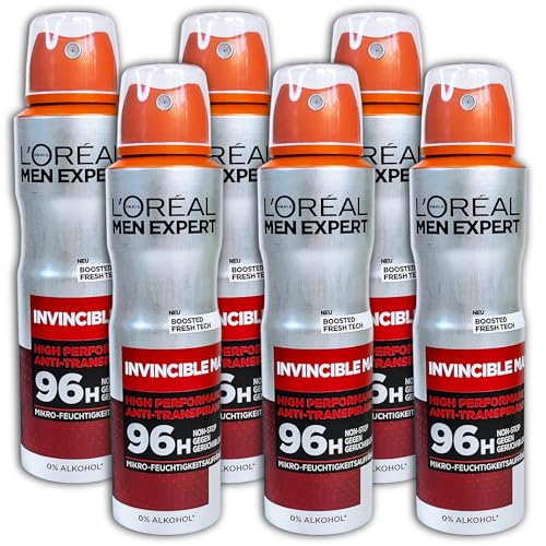6 er Pack Loreal MEN EXPERT Invincible Man 96h Antitranspirant Deospray Deodorant 6 x 150 ml von L'ORÉAL