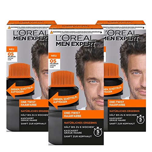 L'Oréal Paris 3 x Men Expert One Twist Haarfarbe Hellbraun 05 für Männer 0% Ammoniak; Anzahl Der Teile: 1, 180.0 milliliter, 0.36 kilograms von L'ORÉAL