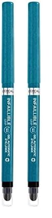 L'Oréal Paris Wasserfester Eyeliner mit Gel-Formel und integriertem Schwamm für gelungene Smokey Eyes, 36h Halt, Infaillible Gel Automatic Grip Liner, Turquoise (Türkis), 1 Stück (Packung mit 2) von L'Oreal Paris