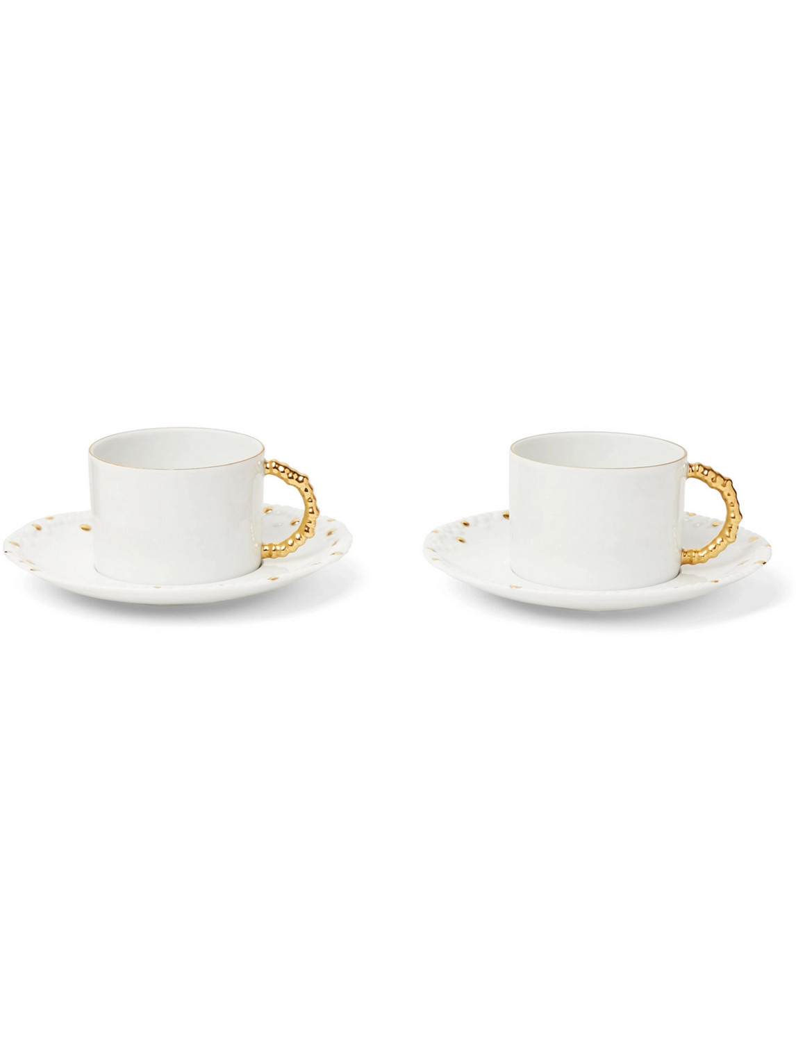 L'Objet - Haas Mojave Set of Two Gold-Plated Porcelain Tea Cups and Saucers - Men - White von L'Objet
