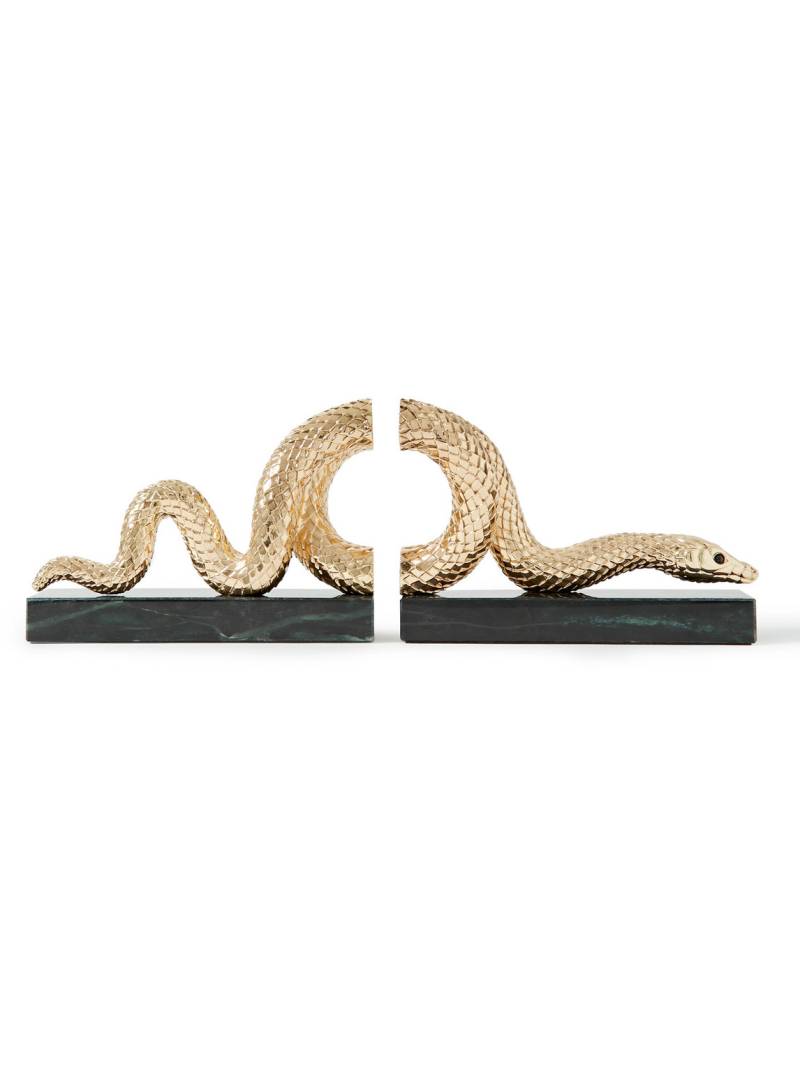 L'Objet - Set of Two Gold-Plated Marble Bookends - Men - Gold von L'Objet