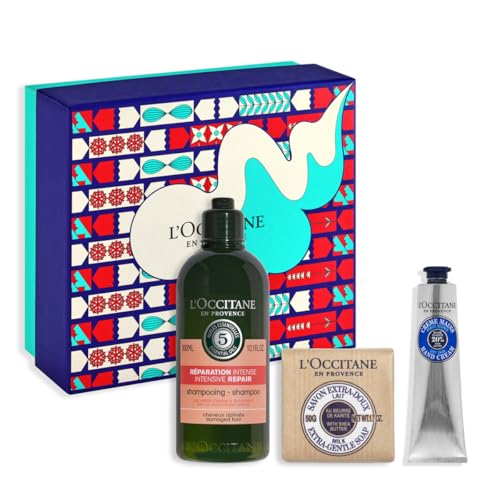 L'Occitane - Essentials-Set mit Shampoo, Handcreme und Extra-mildem Seife - Haar- und Körperpflege, Weichmachend - Weihnachtsgeschenkset für Frauen von L'OCCITANE