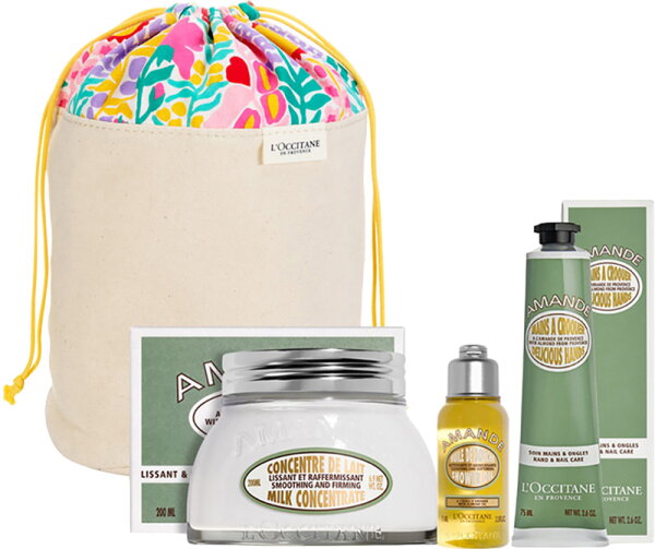 L'Occitane Mandel Geschenkset Zarte Routine = Duschöl 75 ml + Handcreme zum Verlieben 75 ml + Körpercreme 200 ml 3 Artikel im Set von L'Occitane