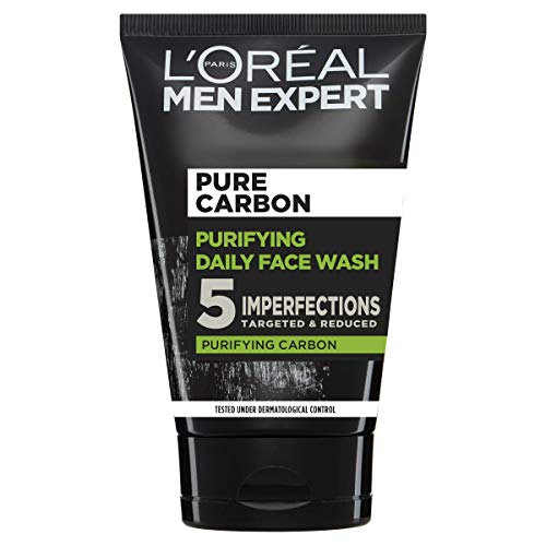 L'Oreal Paris Men Expert Face Wash Pure Charcoal, Glycerin und Salicylsäure - Mitesserreiniger für Männer, 100 ml (1er Pack) von L'Oréal Men Expert