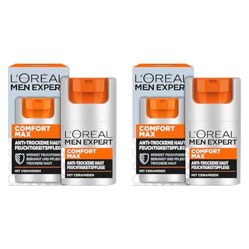 L'Oréal Men Expert Anti-Trockene Haut Feuchtigkeitspflege, spendet Feuchtigkeit und beruhigt die trockene Haut, Comfort Max, 1 x 50 ml (Packung mit 2) von L'Oréal Men Expert