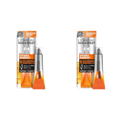 L'Oréal Men Expert Augen Roll-On gegen müde Haut für Männer, Belebende Augenpflege gegen Falten und Augenringe, Herren Feuchtigkeitspflege mit Vitamin C und Koffein, Hydra Energy, 1 x 10 ml von L'Oréal Men Expert