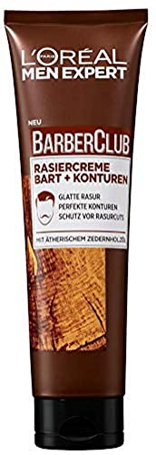 L'Oréal Men Expert Barber Club Rasiercreme, für Bart-Konturen, akkurate und präzise Rasur, mit Zedernholzöl (1 x 150 ml) von L'Oréal Men Expert