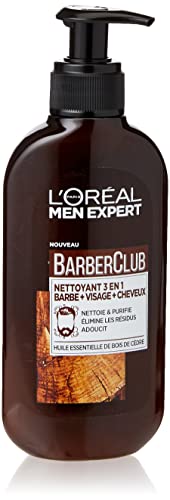 L'Oréal Men Expert BarberClub 3-in-1-Reiniger für Bart + Gesicht + Haare für Herren, für den täglichen Gebrauch, mit ätherischem Zedernholzöl, für alle Hauttypen, 200 ml von L'Oréal Paris