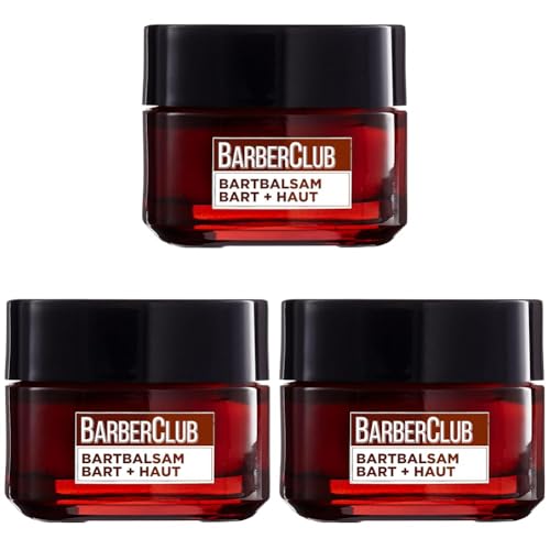 L'Oréal Men Expert Bartbalsam Bart + Haut für Männer, Unterstützung beim gesunden Bartwachstum, Bartpflege für Herren mit ätherischem Zedernholzöl, Barber Club, 1 x 50 ml (Packung mit 3) von L'Oréal Men Expert