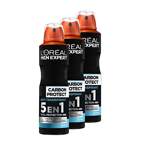 L'Oréal Men Expert Carbon Protect Anti-Transparent Ice Fresh Spray 5-in-1 Herren 3 Stück von L'Oréal Paris
