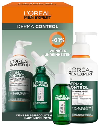 L'Oréal Men Expert Anti-Pickel Pflegeset für Männer, Geschenkset mit Waschgel und Serum für unreine Haut, Geschenke für Herren mit Salicylsäure & Niacinamide, Derma Control, 1 x 260 ml, 1 x 30 ml L'Oréal Men Expert Anti-Pickel Pflegeset für Männer, Geschenkset mit Waschgel und Serum für unreine Haut, Geschenke für Herren mit Salicylsäure & Niacinamide, Derma Control, 1 x 260 ml, 1 x 30 ml von L'Oréal Men Expert