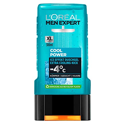 L'Oréal Men Expert Duschgel für Körper, Gesicht und Haare, Ice Effekt und extra Cooling-Kick für Männer, Cool Power, 1 x 300 ml von L'Oréal Men Expert