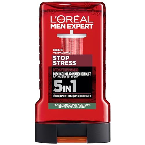 L'Oréal Men Expert Duschgel und Shampoo für Männer, Duschbad zur Reinigung von Körper, Haar und Gesicht, Herren Körperpflege für langanhaltende Frische mit aromatischem Duft, Stop Stress, 1 x 250 ml von L'Oréal Men Expert