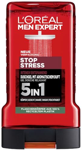 L'Oréal Men Expert Duschgel und Shampoo für Männer, Duschbad zur Reinigung von Körper, Haar und Gesicht, Herren Körperpflege für langanhaltende Frische mit aromatischem Duft, Stop Stress, 1 x 250 ml von L'Oréal Men Expert