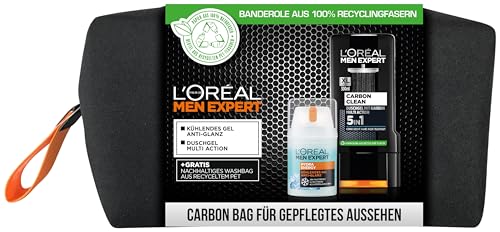 L'Oréal Men Expert Geschenkset für Männer, Mit Carbon Clean 5in1 Duschgel und Hydra Energy kühlende Feuchtigkeitscreme, Inklusive Kulturbeutel, 1 x 350 ml von L'Oréal Men Expert