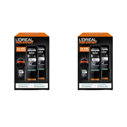 L'Oréal Men Expert Geschenkset für Männer mit 5-in-1 Deodorant und XXL 5in1 Duschgel für Haar, Körper und Gesicht, Vorteilspack mit Carbon Protect Deoroller und Pure Carbon Bodywash, 3-teilig von L'Oréal Men Expert