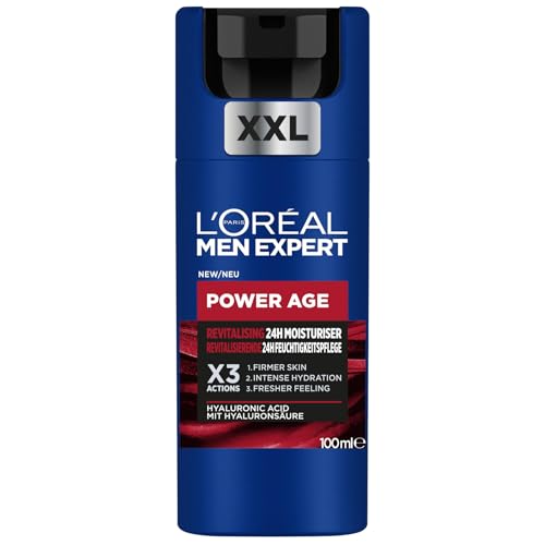 L'Oréal Men Expert XXL Gesichtspflege gegen Falten für Männer, Anti-Aging Feuchtigkeitscreme für matte Haut, Gesichtscreme für Herren mit Hyaluronsäure, Power Age, [Amazon Exclusive], 1 x 100 ml von L'Oréal Men Expert