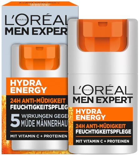 L'Oréal Men Expert Gesichtspflege gegen müde Haut für Männer, Belebende Feuchtigkeitscreme 24H Anti-Müdigkeit, Gesichtscreme für Herren mit Vitamin C und Proteinen, Hydra Energy, 1 x 50 ml L'Oréal Men Expert Gesichtspflege gegen müde Haut für Männer, Belebende Feuchtigkeitscreme 24H Anti-Müdigkeit, Gesichtscreme für Herren mit Vitamin C und Proteinen, Hydra Energy, 1 x 50 ml von L'Oréal Men Expert