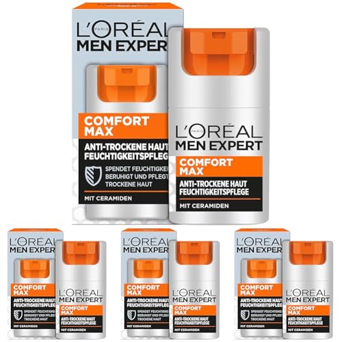 L'Oréal Men Expert Gesichtspflege gegen trockene Haut für Männer, Feuchtigkeitsspendende Feuchtigkeitscreme für strapazierte Haut, Gesichtscreme für Herren mit Ceramiden, Comfort Max, 1 x 50 ml von L'Oréal Men Expert