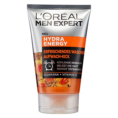 L'Oréal Men Expert Hydra Energy Reinigungs-/seifenfreies Waschgel, mit Vitamin C, Porentiefe Reinigung (2 x 100 ml) von L'Oréal Men Expert