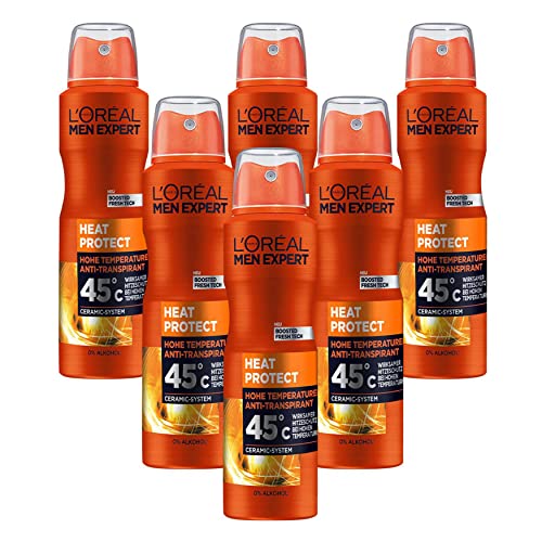 L'Oréal Men Expert Körperpflege, Wirksames Deospray für Männer, Ideal bei hohen Temperaturen bis zu 45°C, Heat Protection, 6 x 150 ml von L'Oréal Men Expert