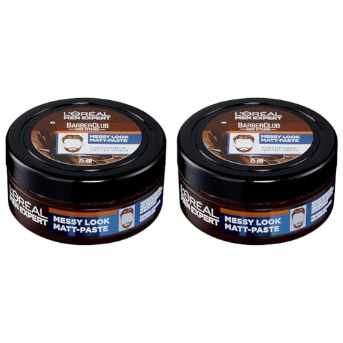 L'Oréal Men Expert L’oréal Men Expert Barber Club, Messy Look Matt Paste, Haarwachs Mit Starkem Halt, Verformbar, Flexible Struktur, Haarpaste Für Männer, 75 Ml (Packung mit 2) von L'Oréal Men Expert