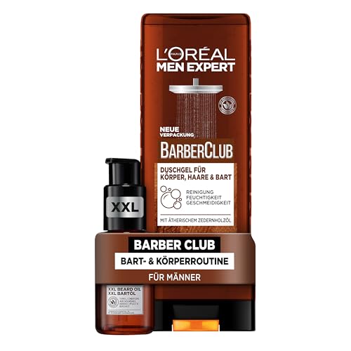 L'Oréal Men Expert Pflegeset mit Bartöl und XXL Duschgel, Für Körper, Haare und einen gepflegten Bart, Mit Zedernholzöl, Barber Club, 2-teilig von L'Oréal Men Expert