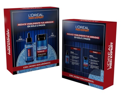 L'Oréal Men Expert Power Age Box Routine in 2 Schritten, Serumkonzentrat + Anti-Falten-Feuchtigkeitscreme mit Hyaluronsäure von L'Oréal Men Expert