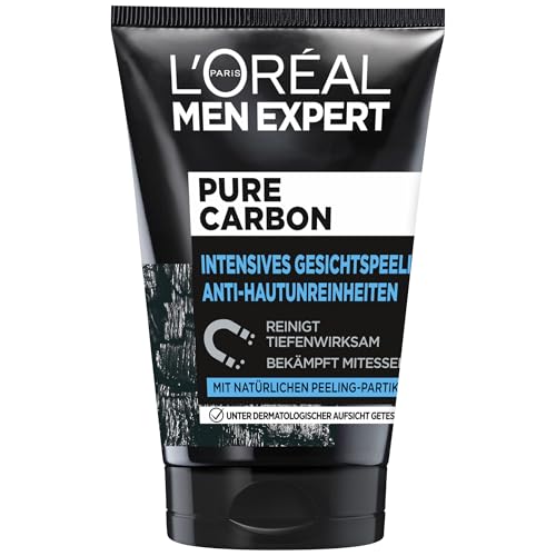 L'Oréal Paris Men Expert Peeling für das Gesicht, Unreine Haut, Gesichtsreinigung für Männer, Pure Carbon Gesichtspeeling Anti-Hautunreinheiten, 1 x 100 ml von L'Oréal Men Expert