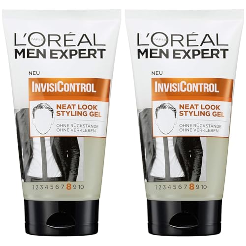 L'Oréal Men Expert Styling Gel für Männer, Neat Look Haarstyling-Gel zum Modellieren der Haare und natürliches Stylen der Haare, InvisiControl, 1 x 150 ml (Packung mit 2) von L'Oréal Men Expert