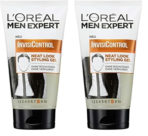 L'Oréal Men Expert Neat Look Styling Gel für Männer, Haargel für gepflegte und natürliche Haarstylings, Herren Haarstyling für ein mattes Finish, InvisiControl, 2 x 150 ml von L'Oréal Men Expert