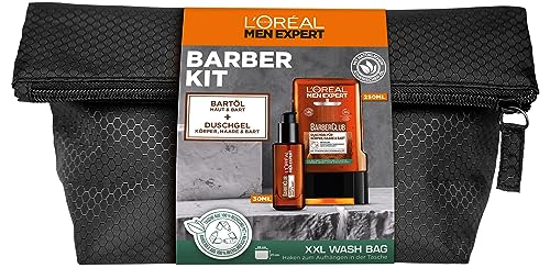 L'Oréal Men Expert Bartpflege-Set für Männer mit Duschgel und Bartöl, Mit ätherischem Zedernholzöl, Herren Geschenkset, Barber Club Grooming Kit, 1 x 250 ml, 1 x 30 ml von L'Oréal Men Expert