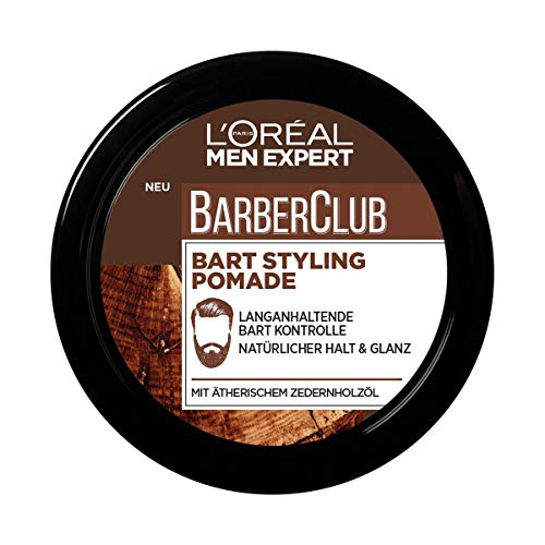 L'Oréal Men Expert Bart Styling Pomade für Männer, Haar- und Bartwachs für einen definierten Style, Bartpflege für Herren mit holzigem Duft und ätherischem Zedernholzöl, Barber Club, 1 x 75 ml von L'Oréal Men Expert