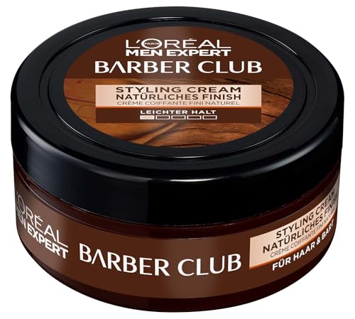 L'Oréal Men Expert Bart Styling Pomade für Männer, Haar- und Bartwachs für einen definierten Style, Bartpflege für Herren mit holzigem Duft und ätherischem Zedernholzöl, Barber Club, 1 x 75 ml von L'Oréal Men Expert