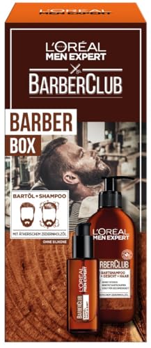 L'Oréal Men Expert Bartpflege-Set für Männer, Geschenkset mit Bartshampoo & Bartöl, Unterstützung beim gesunden Bartwachstum, Geschenke für Herren mit Zedernholzöl, Barber Club, 1 x 200 ml, 1 x 30 ml von L'Oréal Men Expert