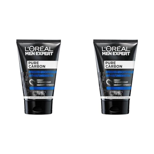 L'Oréal Paris Men Expert Peeling für das Gesicht, Unreine Haut, Gesichtsreinigung für Männer, Pure Carbon Gesichtspeeling Anti-Hautunreinheiten, 1 x 100 ml (Packung mit 2) von L'Oréal Men Expert
