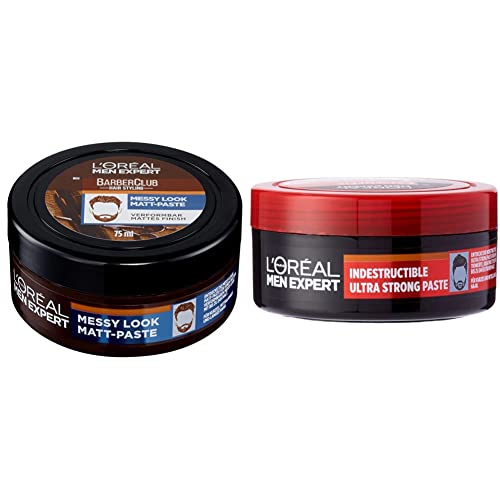 L’oréal Men Expert Barber Club & Haarstyling Paste für Männer, Für auffallend kreative Styles mit bis zu 24h extrem starker Halt, Extreme Fix Indestructable Ultra Strong Paste, 1 x 75 ml von L'Oréal Men Expert