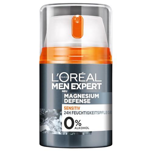 Men Expert Feuchtigkeitscreme für das Gesicht, Mit Hyaluron für ein gepflegtes Hautbild, Magnesium Defense Sensitiv Tagespflege 1 x 50 ml von L'Oréal Men Expert