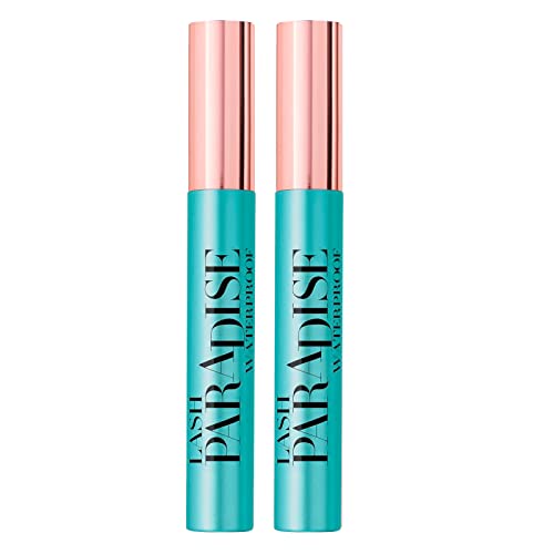 2 x L'Oréal Paris Lash Paradise Waterproof Mascara Volumengebende und verlängerende Formel für empfindliche Augen, Farbe Schwarz - 2 Mascaras von L'Oreal Paris