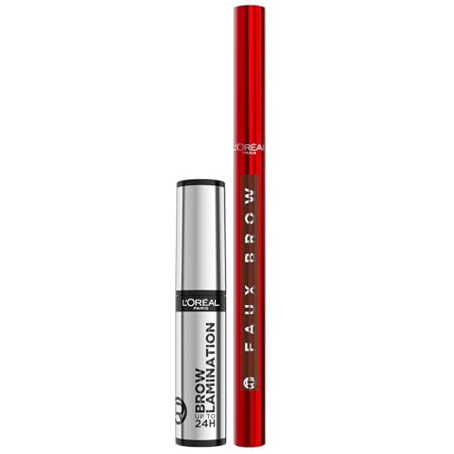 Bundle aus L’Oréal Paris Make-Up, Infaillible Faux Brow Augenbrauenstift, Für langanhaltend definierte Brauen, Light Brunette, 12,4 g + Augenbrauen-Laminierung zum Formen und Stylen,1 x 6 ml von L'Oreal Paris