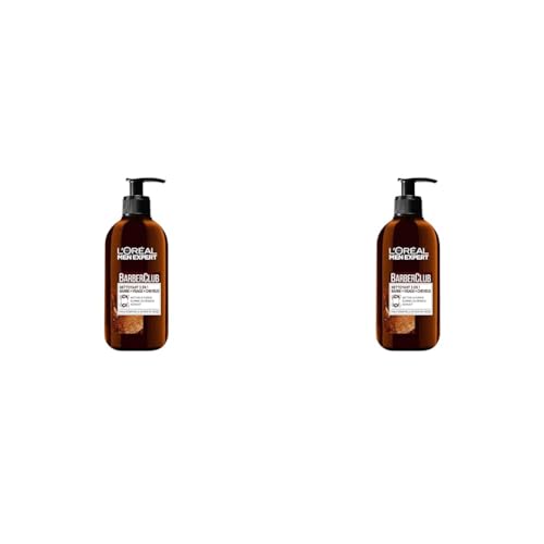 L'Oréal Men Expert BarberClub 3-in-1-Reiniger für Bart + Gesicht + Haare für Herren, für den täglichen Gebrauch, mit ätherischem Zedernholzöl, für alle Hauttypen, 200 ml (Packung mit 2) von L'Oréal Paris