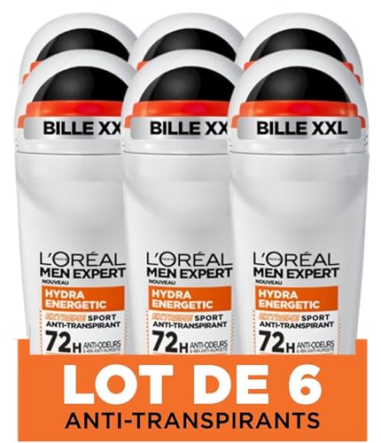 L'Oréal Men Expert – Deodorant für Herren, Anti-Geruchs-Deodorant – Wirksamkeit 72 Stunden – ohne Alkohol – Hydra Energetic Extreme Sport – 50 ml (6 Stück) von L'Oreal Paris