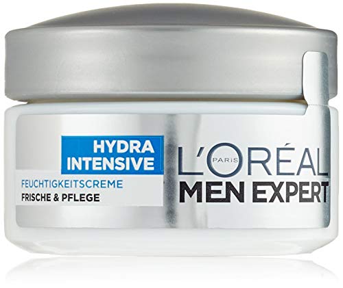 L‘Oréal Men Hydra Intensive Feuchtigkeitscreme Gesicht – Feuchtigkeitspflege für Männer, für alle Hauttypen (24h Feuchtigkeit, klebt und fettet nicht) 1 x 50 ml von L'Oreal Paris